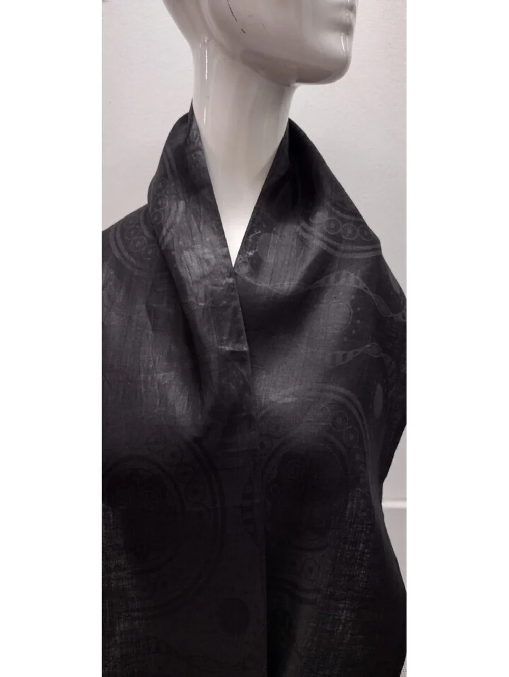Vintage Spider Web Scarf Recangle Black Sturdy Cotton Embroidered - Planets Goth